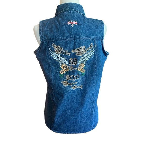 Twin Motorcycle Apparel Denim Daytona Bike Week Shirt - Picture 1 of 7